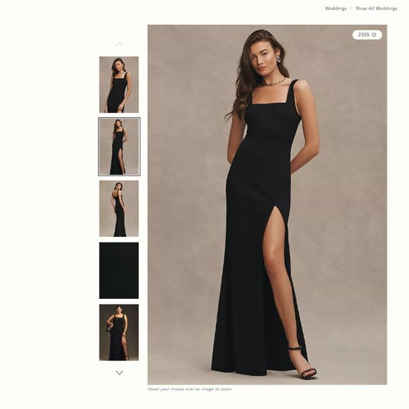 BHLDN Blake Square-Neck Stretch Crepe Gown - Picture 1 of 1